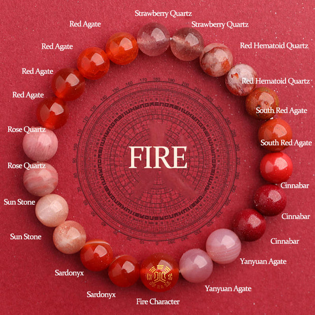 Buddha Stones Five Elements Various Agate Balance Luck Bracelet Bracelet BS Fire(Wrist Circumference: 14-16cm) 8mm