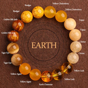 Buddha Stones Five Elements Various Agate Balance Luck Bracelet Bracelet BS Earth(Wrist Circumference: 14-16cm) 12mm