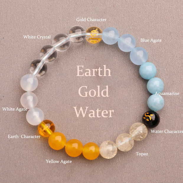 Buddha Stones Five Elements Various Agate Crystal Sun Stone Wisdom Bracelet