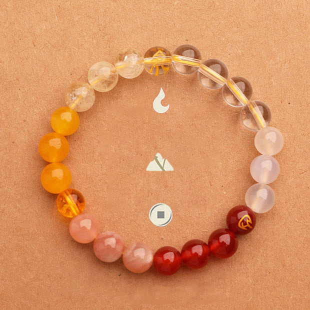 Buddha Stones Five Elements Various Agate Crystal Sun Stone Wisdom Bracelet