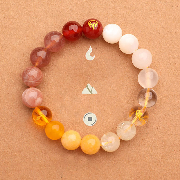 Buddha Stones Five Elements Various Agate Crystal Sun Stone Wisdom Bracelet Bracelet BS 3