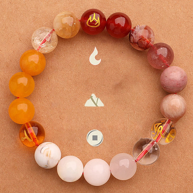 Buddha Stones Five Elements Various Agate Crystal Sun Stone Wisdom Bracelet Bracelet BS 1