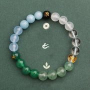 Buddha Stones Five Elements Various Agate Crystal Sun Stone Wisdom Bracelet Bracelet BS 24