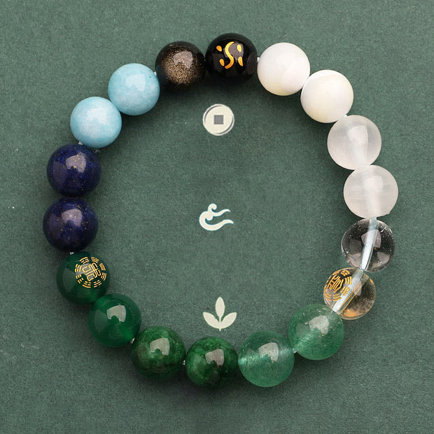 Buddha Stones Five Elements Various Agate Crystal Sun Stone Wisdom Bracelet Bracelet BS 22