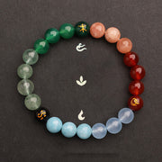 Buddha Stones Five Elements Various Agate Crystal Sun Stone Wisdom Bracelet Bracelet BS 34