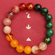 Buddha Stones Five Elements Various Agate Crystal Sun Stone Wisdom Bracelet Bracelet BS 39