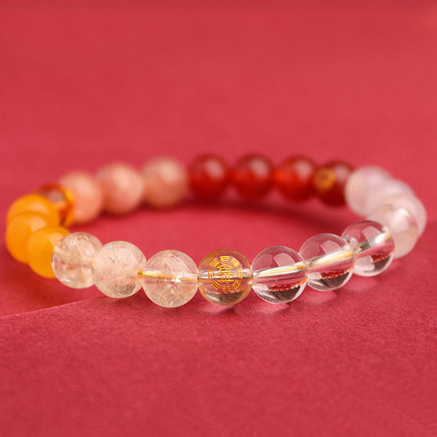 Buddha Stones Five Elements Various Agate Crystal Sun Stone Wisdom Bracelet Bracelet BS 47