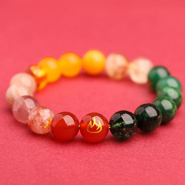 Buddha Stones Five Elements Various Agate Crystal Sun Stone Wisdom Bracelet Bracelet BS 49