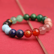 Buddha Stones Five Elements Various Agate Crystal Sun Stone Wisdom Bracelet