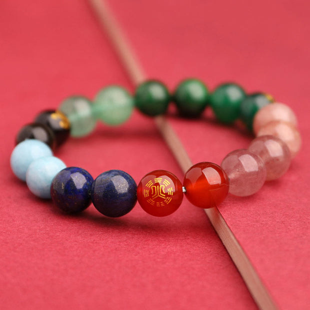 Buddha Stones Five Elements Various Agate Crystal Sun Stone Wisdom Bracelet Bracelet BS 46