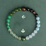 Buddha Stones Five Elements Various Agate Crystal Black Onyx Green Chalcedony Aquamarine Wisdom Bracelet Bracelet BS 4