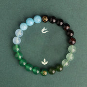 Buddha Stones Five Elements Various Agate Crystal Black Onyx Green Chalcedony Aquamarine Wisdom Bracelet