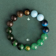 Buddha Stones Five Elements Various Agate Crystal Black Onyx Green Chalcedony Aquamarine Wisdom Bracelet Bracelet BS 16