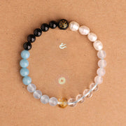 Buddha Stones Five Elements Various Agate Crystal Black Onyx Green Chalcedony Aquamarine Wisdom Bracelet