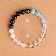 Buddha Stones Five Elements Various Agate Crystal Black Onyx Green Chalcedony Aquamarine Wisdom Bracelet Bracelet BS 20