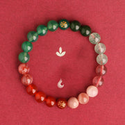 Buddha Stones Five Elements Various Agate Crystal Black Onyx Green Chalcedony Aquamarine Wisdom Bracelet