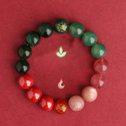 Buddha Stones Five Elements Various Agate Crystal Black Onyx Green Chalcedony Aquamarine Wisdom Bracelet