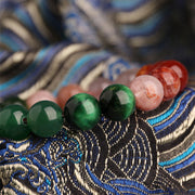 Buddha Stones Five Elements Various Agate Crystal Black Onyx Green Chalcedony Aquamarine Wisdom Bracelet