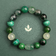 Buddha Stones Five Elements Various Agate Crystal Green Strawberry Quartz Moss Agate Green Phantom Luck Bracelet