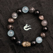 Buddha Stones Five Elements Various Agate Crystal Green Strawberry Quartz Moss Agate Green Phantom Luck Bracelet Bracelet BS 22