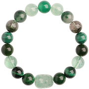 Buddha Stones Five Elements Various Agate Crystal Green Strawberry Quartz Moss Agate Green Phantom Luck Bracelet