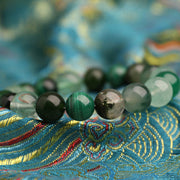 Buddha Stones Five Elements Various Agate Crystal Green Strawberry Quartz Moss Agate Green Phantom Luck Bracelet