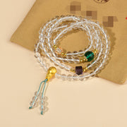 Buddha Stones 108 Mala Beads White Crystal Clarity Bracelet Mala Bracelet BS White Crystal(Wrist Circumference: 14-16cm)