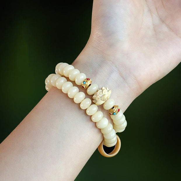 FREE Today: Wisdom Calm Bodhi Seed Peach Wood Lotus Double Wrap Bracelet