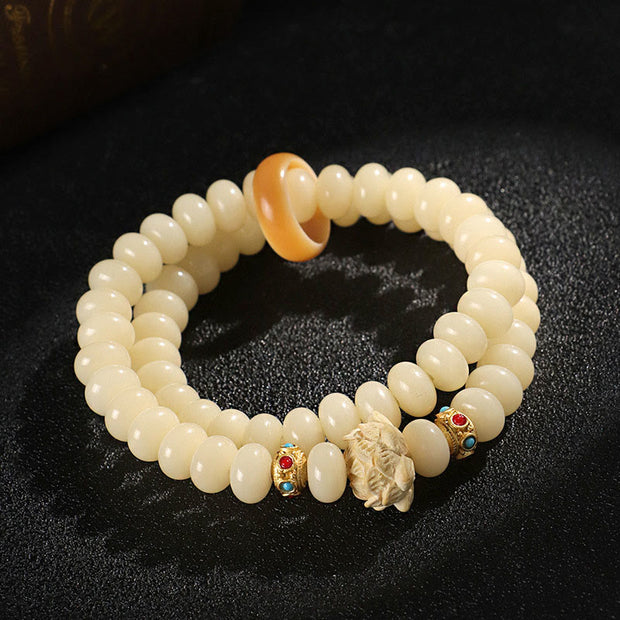 FREE Today: Wisdom Calm Bodhi Seed Peach Wood Lotus Double Wrap Bracelet