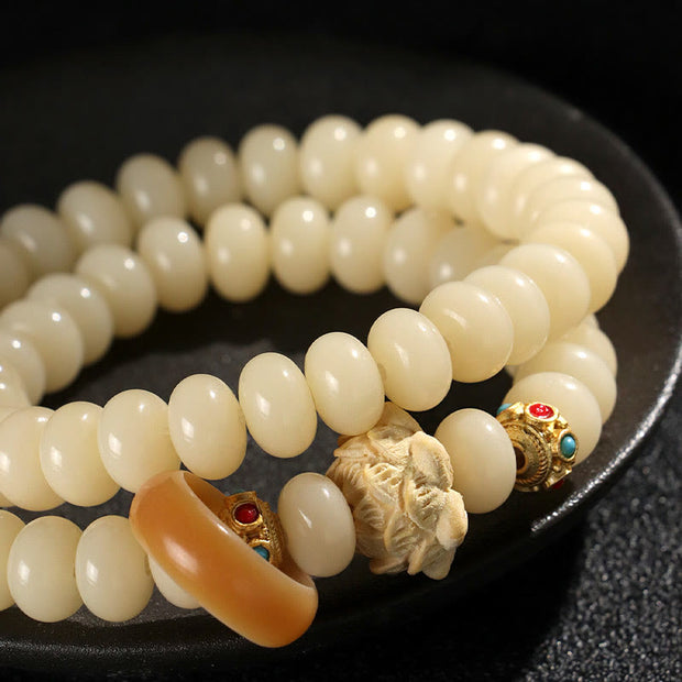 FREE Today: Wisdom Calm Bodhi Seed Peach Wood Lotus Double Wrap Bracelet