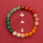 Buddha Stones Five Elements Various Agate Crystal Green Strawberry Quartz Sun Stone Wealth Bracelet Bracelet BS 11