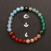 Buddha Stones Five Elements Various Agate Crystal Green Strawberry Quartz Sun Stone Wealth Bracelet Bracelet BS 35