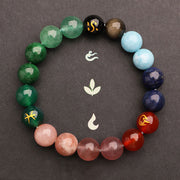 Buddha Stones Five Elements Various Agate Crystal Green Strawberry Quartz Sun Stone Wealth Bracelet Bracelet BS 39