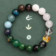 Buddha Stones Five Elements Various Agate Crystal Green Strawberry Quartz Sun Stone Wealth Bracelet Bracelet BS 51