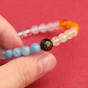 Buddha Stones Five Elements Various Agate Crystal Green Strawberry Quartz Sun Stone Wealth Bracelet Bracelet BS 45