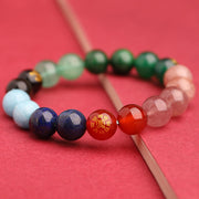 Buddha Stones Five Elements Various Agate Crystal Green Strawberry Quartz Sun Stone Wealth Bracelet Bracelet BS 40