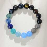 Buddha Stones Five Elements Various Agate Crystal Rutilated Quartz Tiger Eye Yellow Agate Citrine Luck Bracelet