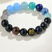 Buddha Stones Five Elements Various Agate Crystal Rutilated Quartz Tiger Eye Yellow Agate Citrine Luck Bracelet Bracelet BS 25