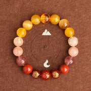 Buddha Stones Five Elements Various Agate Crystal South Red Agate Strawberry Quartz Sun Stone Citrine Luck Bracelet