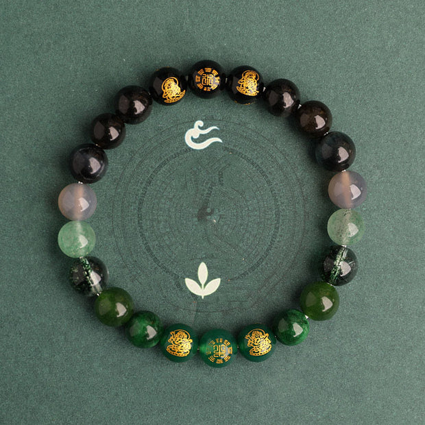 Buddha Stones Five Elements Various Agate Crystal South Red Agate Strawberry Quartz Sun Stone Citrine Luck Bracelet