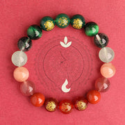 Buddha Stones Five Elements Various Agate Crystal South Red Agate Strawberry Quartz Sun Stone Citrine Luck Bracelet Bracelet BS 26