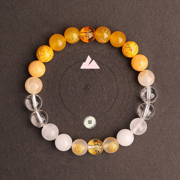 Buddha Stones Five Elements Various Agate Crystal South Red Agate Strawberry Quartz Sun Stone Citrine Luck Bracelet Bracelet BS 30