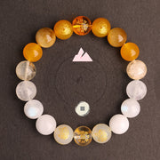 Buddha Stones Five Elements Various Agate Crystal South Red Agate Strawberry Quartz Sun Stone Citrine Luck Bracelet Bracelet BS 34