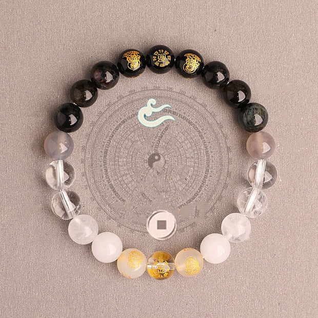 Buddha Stones Five Elements Various Agate Crystal South Red Agate Strawberry Quartz Sun Stone Citrine Luck Bracelet