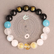 Buddha Stones Five Elements Various Agate Crystal South Red Agate Strawberry Quartz Sun Stone Citrine Luck Bracelet