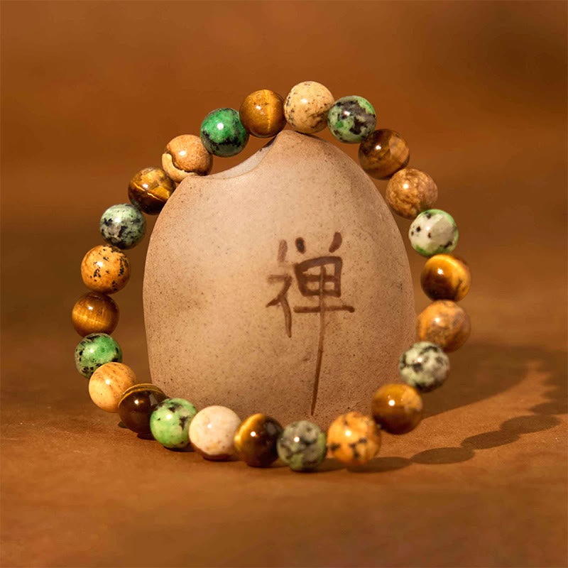 Buddha Stones Natural Picture Jasper Turquoise Tiger Eye Mix