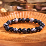 Buddha Stones Tiger Eye Black Glitter Stone Black Glass Beads Protection Bracelet