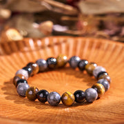 Buddha Stones Tiger Eye Black Glitter Stone Black Glass Beads Protection Bracelet