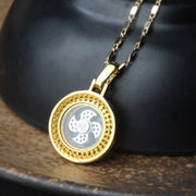 Buddha Stones Gold plated Copper Brass Rotatable Windmill Fu Balance Necklace Pendant