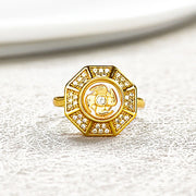 Buddha Stones Gold Plated Copper Windmill Feng Sheng Shui Qi Luck Wealth Adjustable Ring